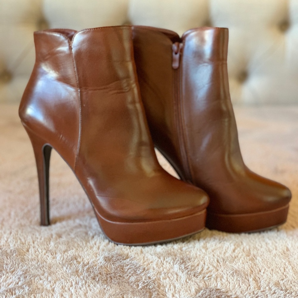 Charles David Brown Leather Ankle Boots